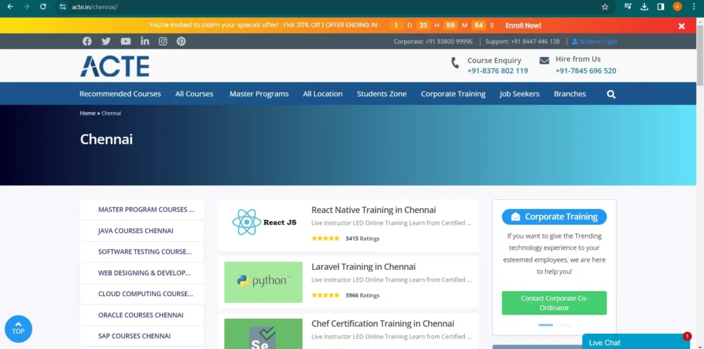 ACTE Technologies Software Testing Training Institute in Chennai